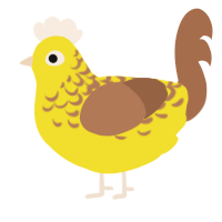 Cryptid, a yellow and brown chicken with a half-lace pattern