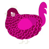 A maroon and fuchsia chicken with a lace pattern