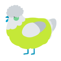 A lime and mist chicken with a head pattern