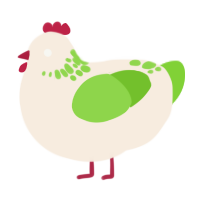 A cream and grass chicken with a neck-speckle pattern