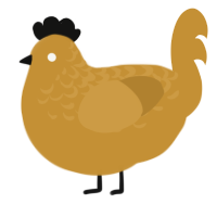A gold chicken with a half-lace pattern