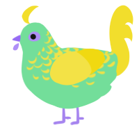 A spring and yellow chicken with a half-lace pattern