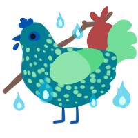 Hundo, a sea and spring chicken with a speckle pattern
