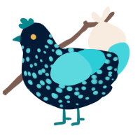 A tumblr and aqua chicken with a speckle pattern