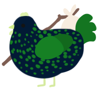 A tumblr and leaf chicken with a speckle pattern