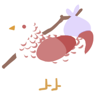 A cream and red chicken with a half-lace pattern