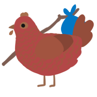 A red and russet chicken with a lace pattern