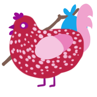 this is a strobbery, a crimson and pink chicken with a speckle pattern