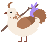 A cream and brown chicken with a neck-speckle pattern