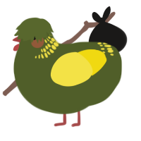 A olive and yellow chicken with a neck-band pattern