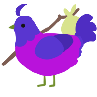 A amethyst and indigo chicken with a head pattern