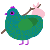 A teal and viridian chicken with a double-lace pattern
