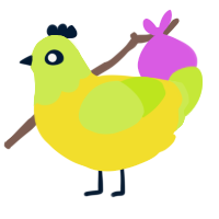 A yellow and lime chicken with a head pattern