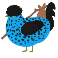 A sky and sable chicken with a speckle pattern