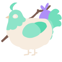 A cream and mint chicken with a head pattern