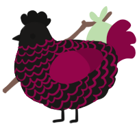 A sable and maroon chicken with a lace pattern