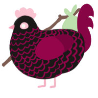 A sable and maroon chicken with a lace pattern