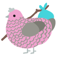 A pink and ash chicken with a lace pattern