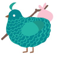A teal and turquoise chicken with a lace pattern