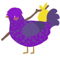 A violet and overcast chicken with a speckle pattern