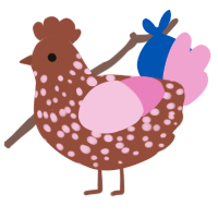 A russet and pink chicken with a speckle pattern