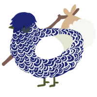 A navy and white chicken with a double-lace pattern