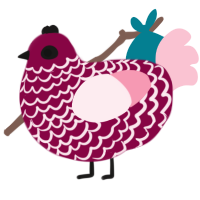 A maroon and rose chicken with a lace pattern
