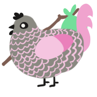 A ash and pink chicken with a lace pattern