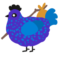 A indigo and sapphire chicken with a speckle pattern