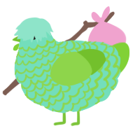 A mint and grass chicken with a lace pattern
