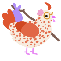peeled Orange, a cream and vermilion chicken with a speckle pattern