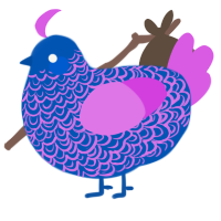 A ultramarine and orchid chicken with a double-lace pattern