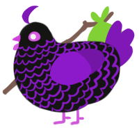 A black and violet chicken with a lace pattern