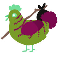 A chartreuse and wine chicken with a half-bar pattern