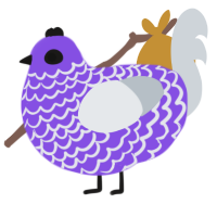 A blurple and mist chicken with a lace pattern