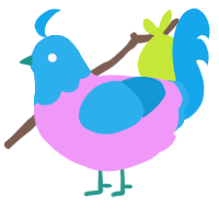 A lavender and sky chicken with a head pattern