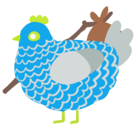 A sky and silver chicken with a lace pattern