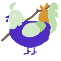 A indigo and gluppy chicken with a head pattern
