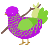 A amethyst and grass chicken with a lace pattern