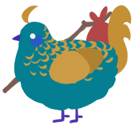 A sea and gold chicken with a half-lace pattern