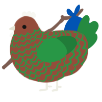 A russet and viridian chicken with a lace pattern