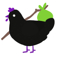 (unnamed), a black chicken with a speckle pattern