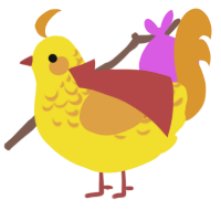 A yellow and orange chicken with a half-lace pattern