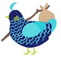 A navy and aqua chicken with a lace pattern