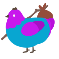 A cerulean and amethyst chicken with a head pattern