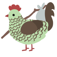 mint, a gluppy and bark chicken with a lace pattern