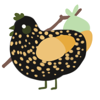 A sable and honey chicken with a speckle pattern