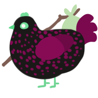 A sable and wine chicken with a speckle pattern