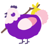A violet and rose chicken with a head pattern