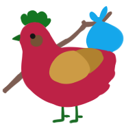 A crimson and gold chicken